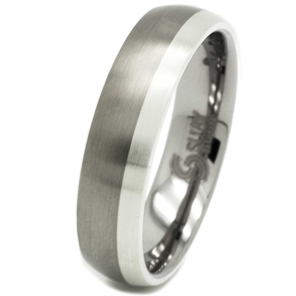 Unisex 6mm Titanium & Silver Ring