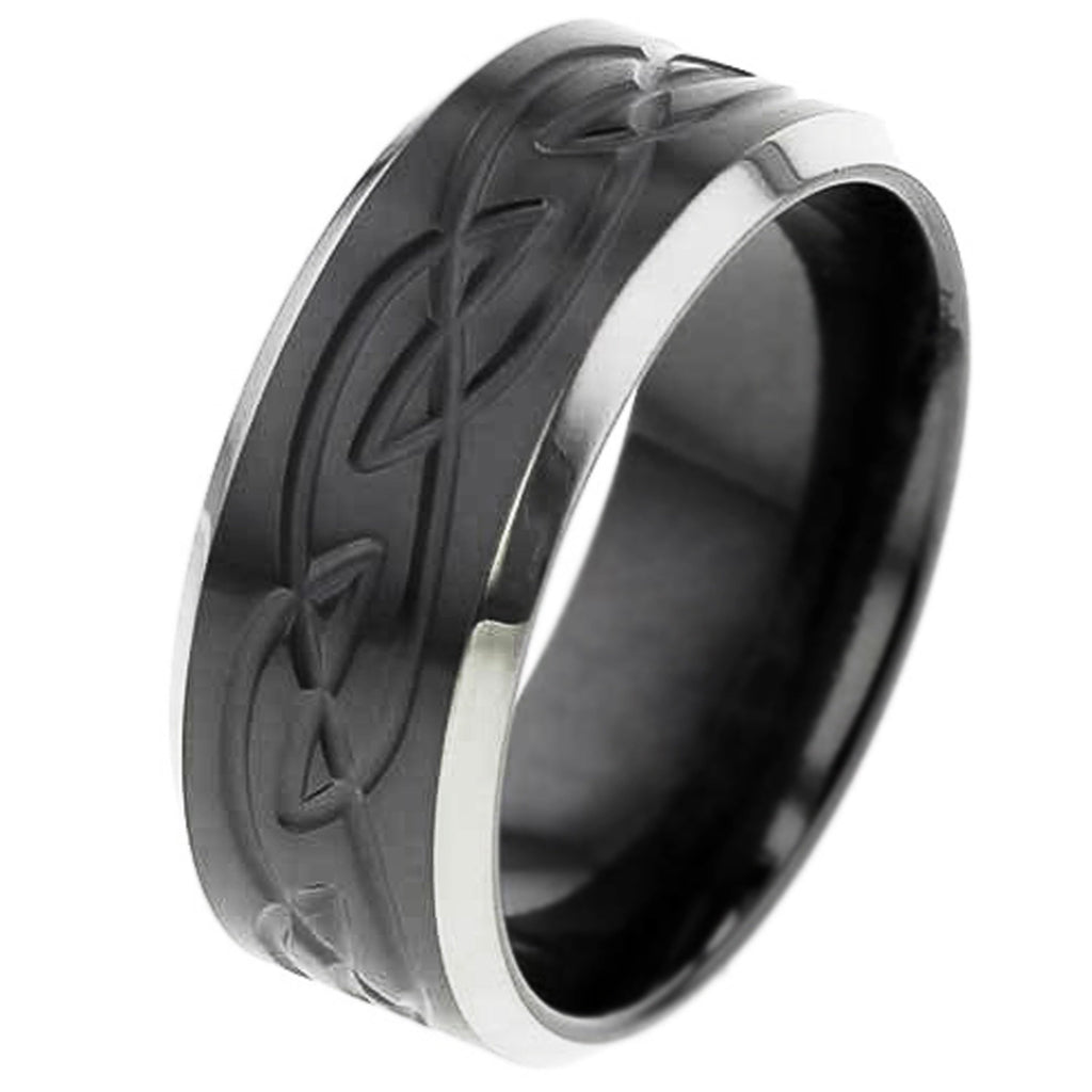 Zirconium Ring with Celtic Pattern 