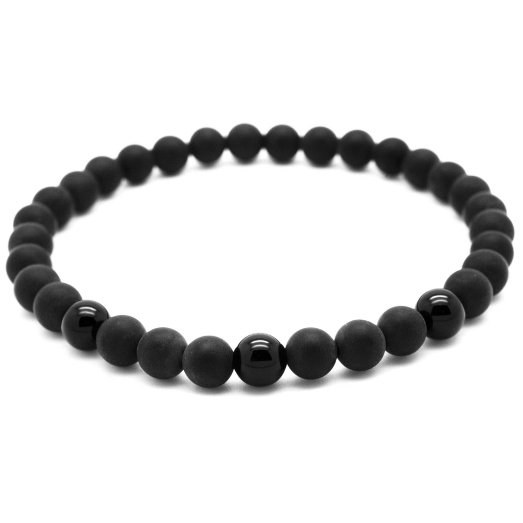 Black Agate with Polished Beads Bracelet