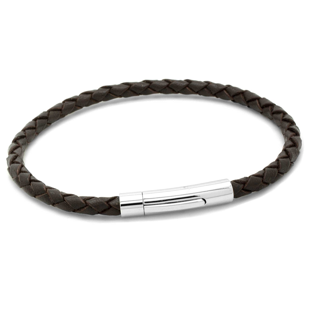 4mm Brown Plaited Leather Bracelet