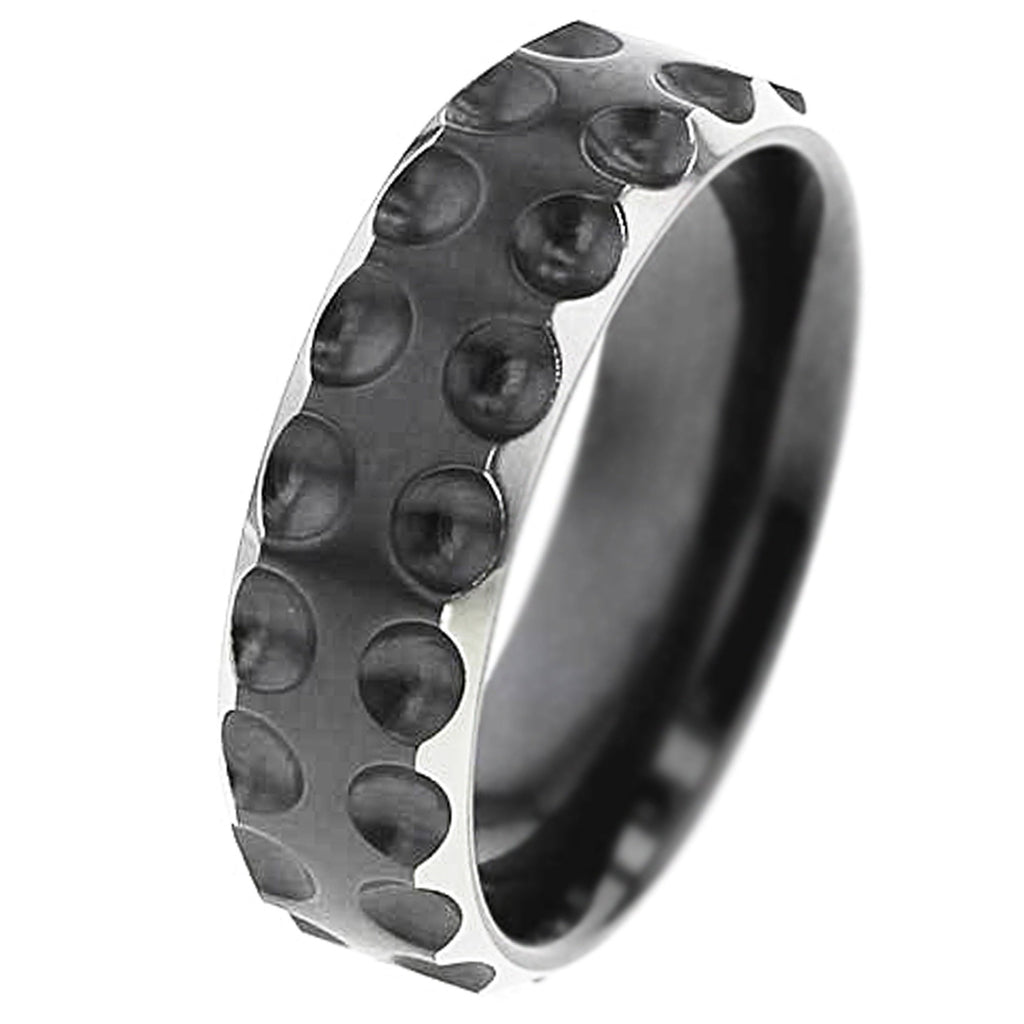 Dotted Detail Zirconium Ring with Bevelled Shoulders