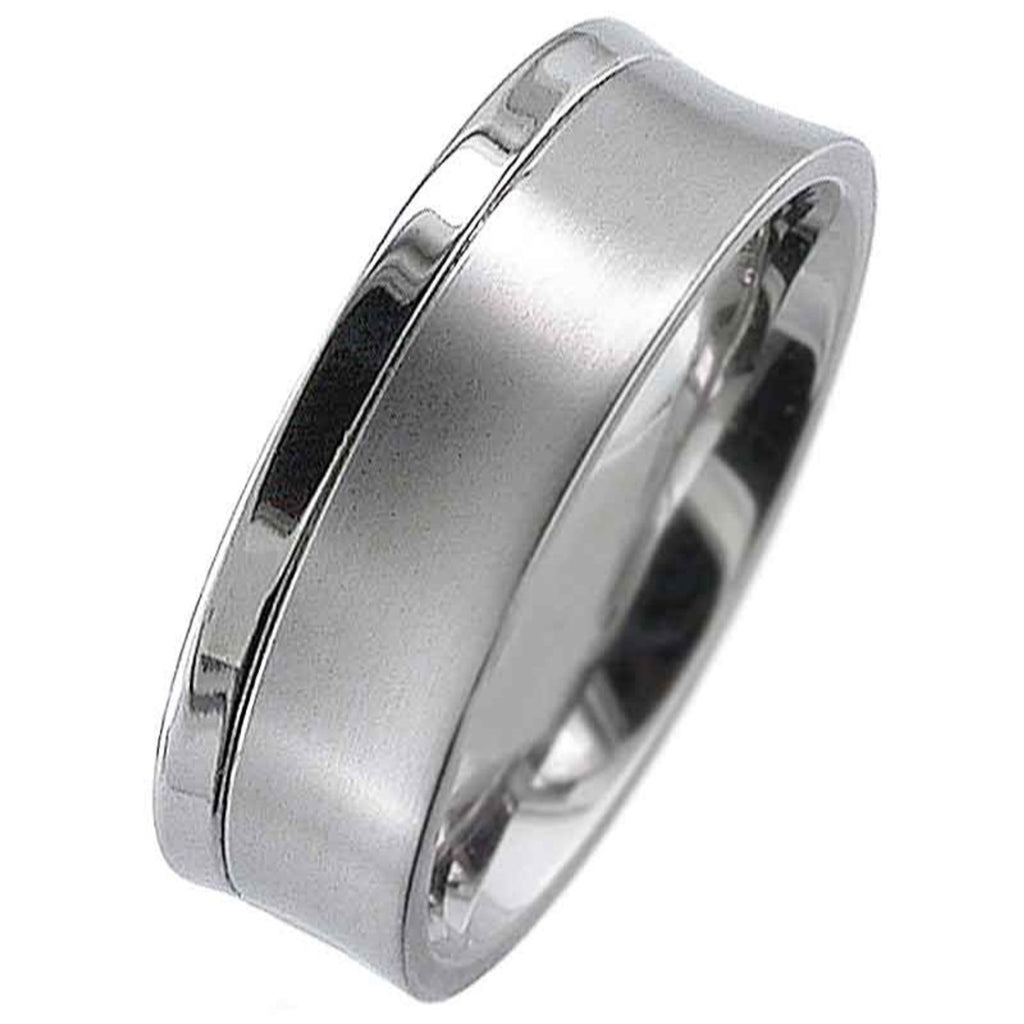 Concave Profile Two Tone Grooved Titanium Ring