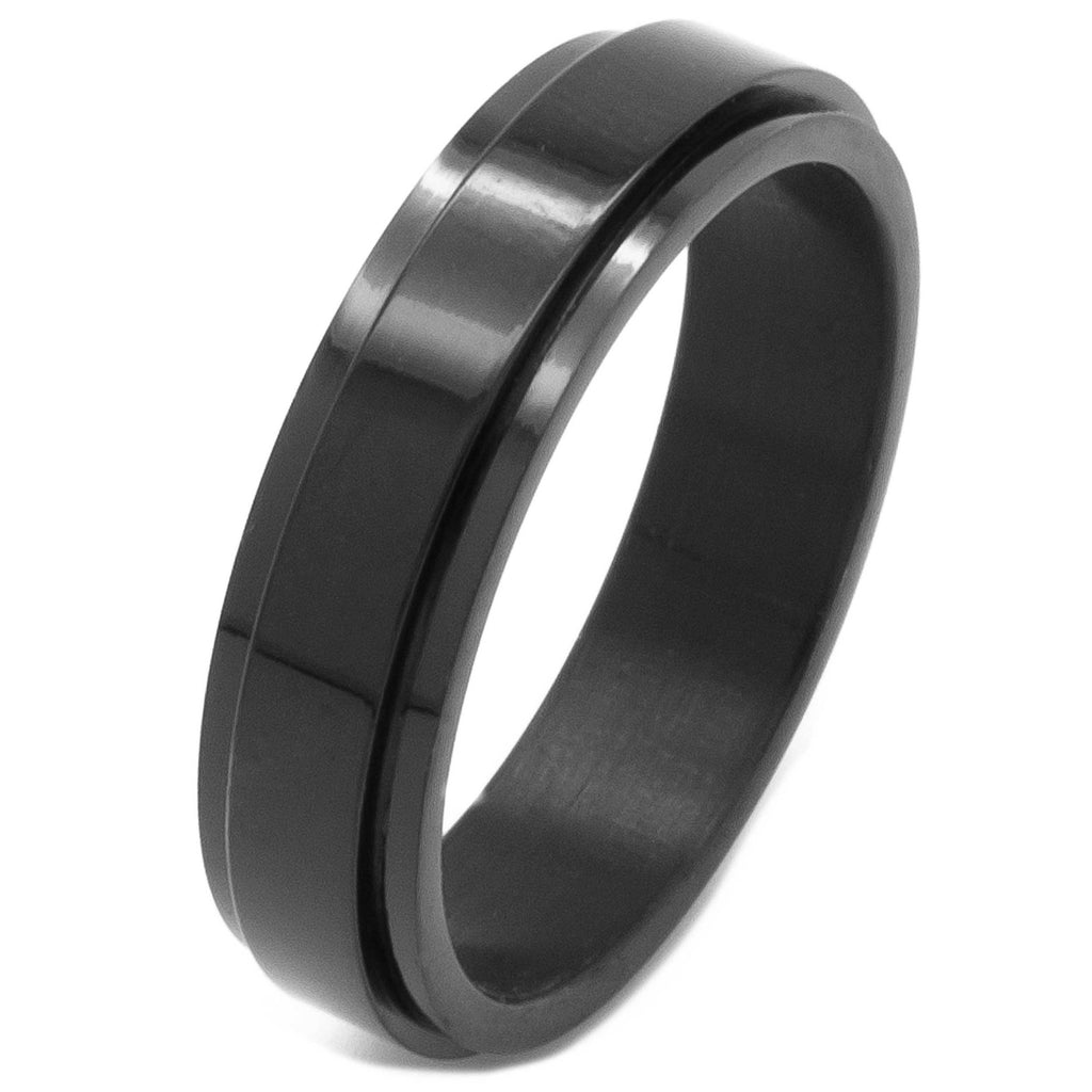 Black Stainless Steel 6mm Spinner Ring