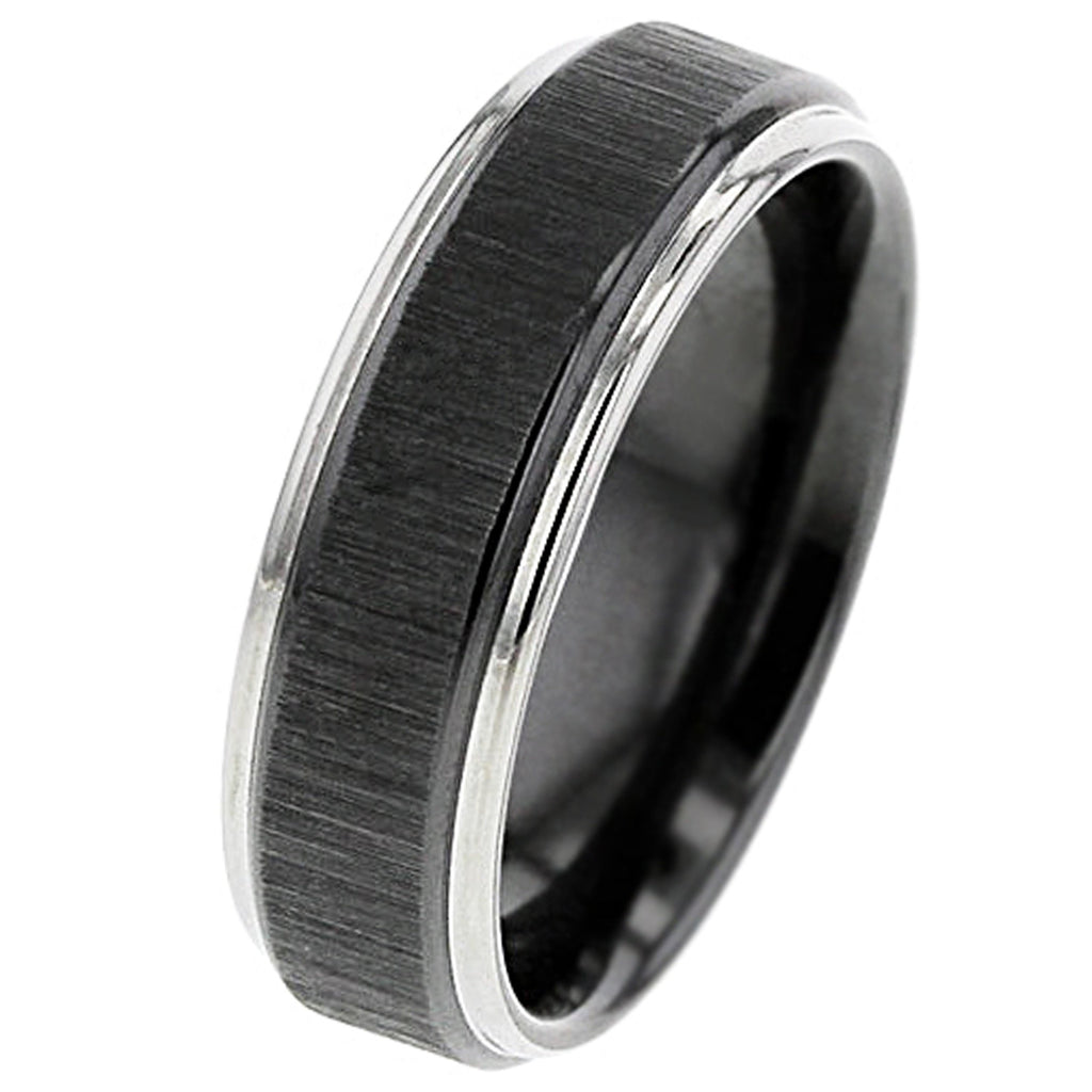 Cross Brushed Zirconium ring with Polished Shoulders