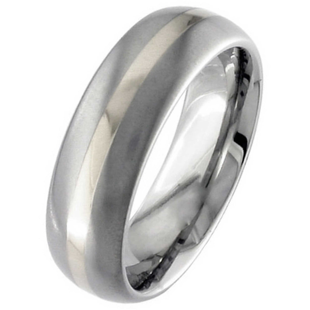 Dome Profile Titanium & Platinum Wedding Ring