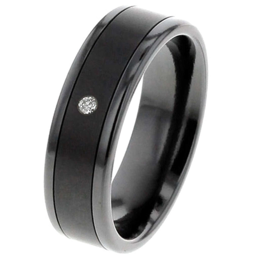 Black Zirconium Diamond Wedding Ring