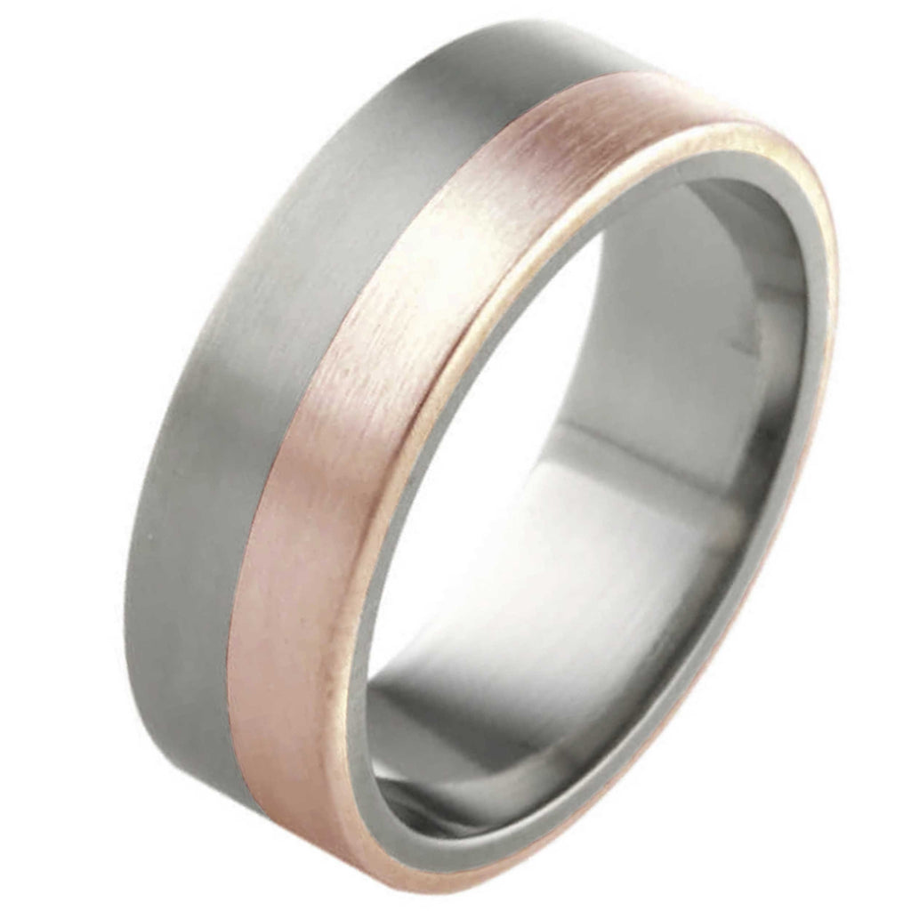 6mm Titanium Ring with Rose Gold Inlay