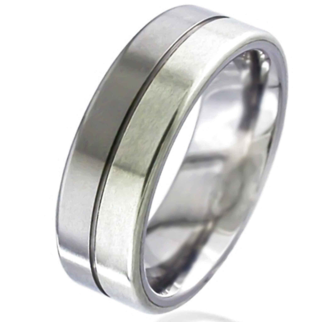 White Gold Inlaid Titanium Wedding Ring 
