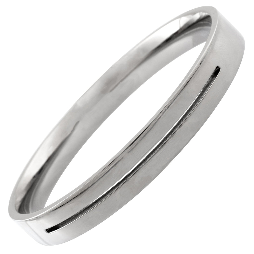 Polished Titanium Bangle with Central Groove