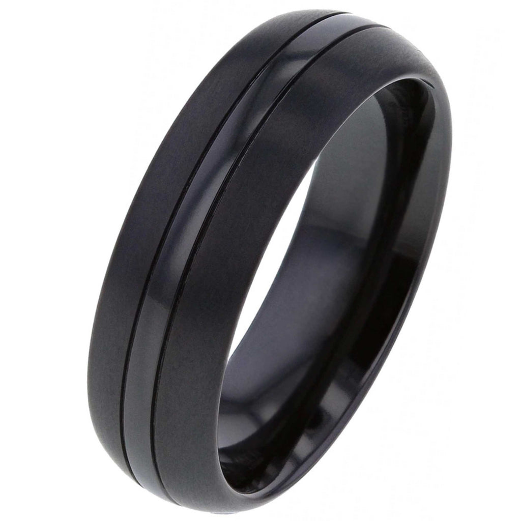 Dome Profile Black Zirconium Ring 