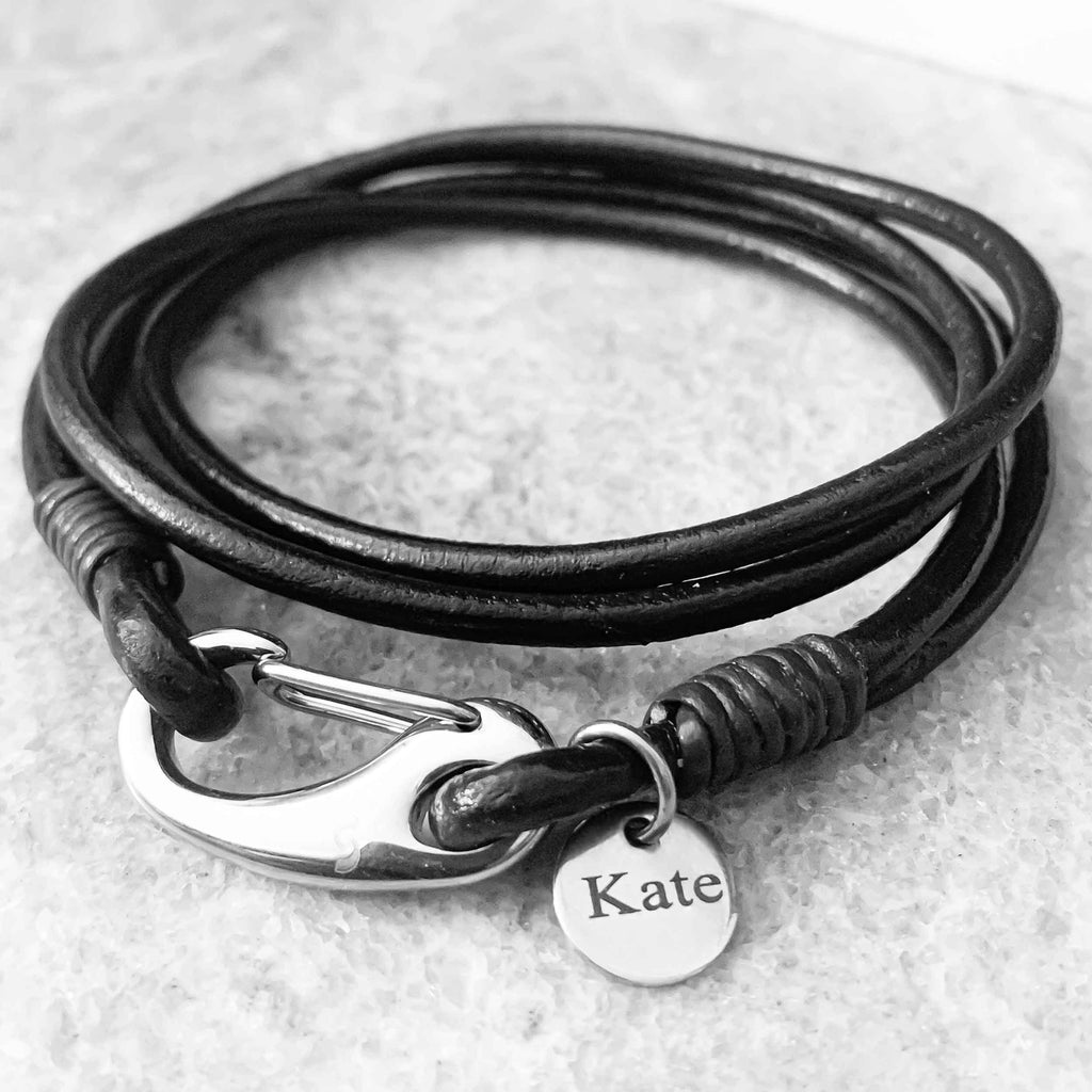 Minnesota Black Leather Bracelet