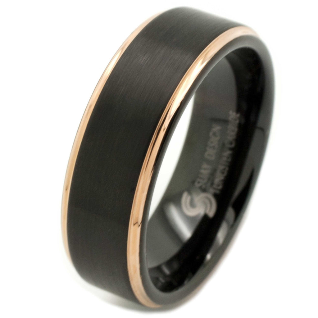 Black & Rose Gold Tungsten Ring
