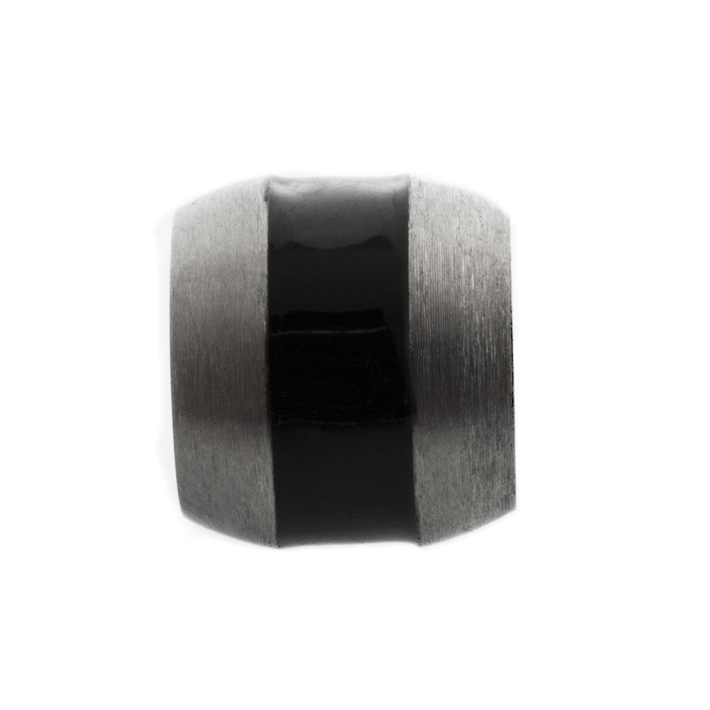 Polished Titanium Bead with Central Black Inlay