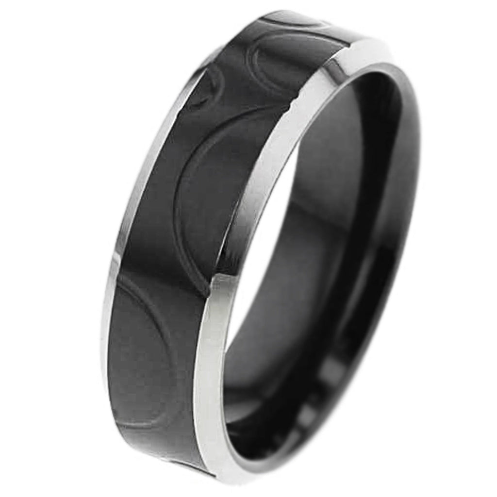 Two-tone Zirconium Ring with Bevelled Shoulders