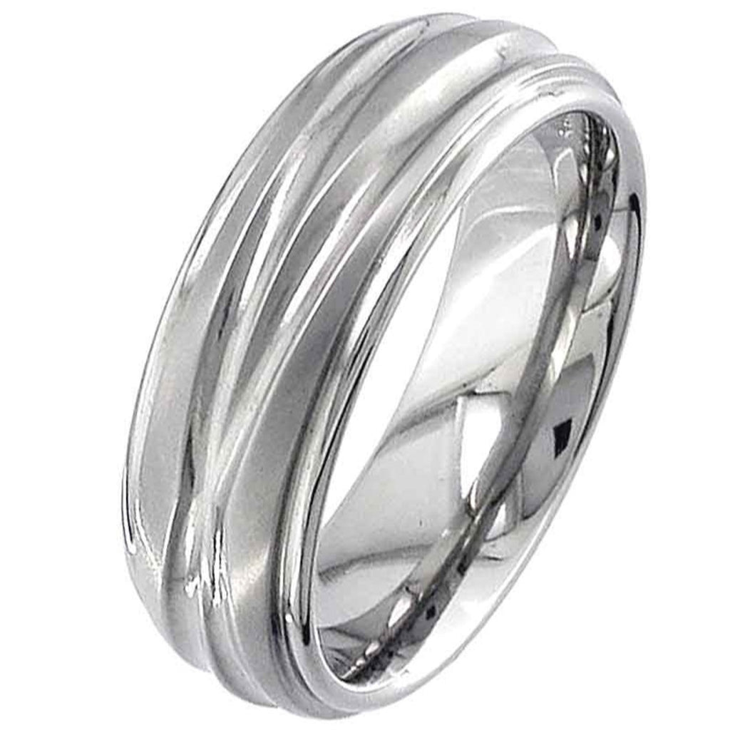 Dome Profile Titanium Ring with twin Diagonal Grooves