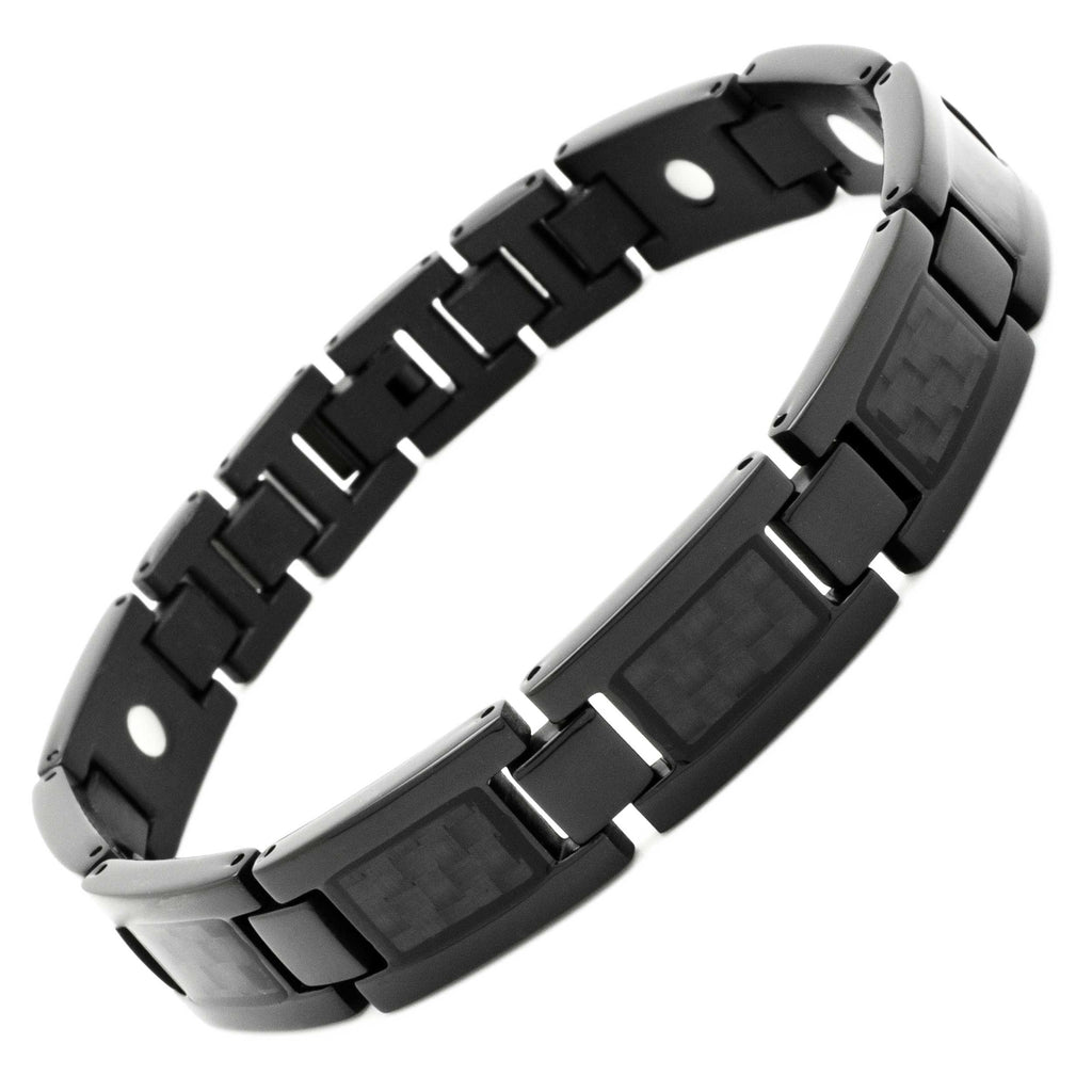Black Stainless Steel Magnetic Carbon Fibre Bracelet