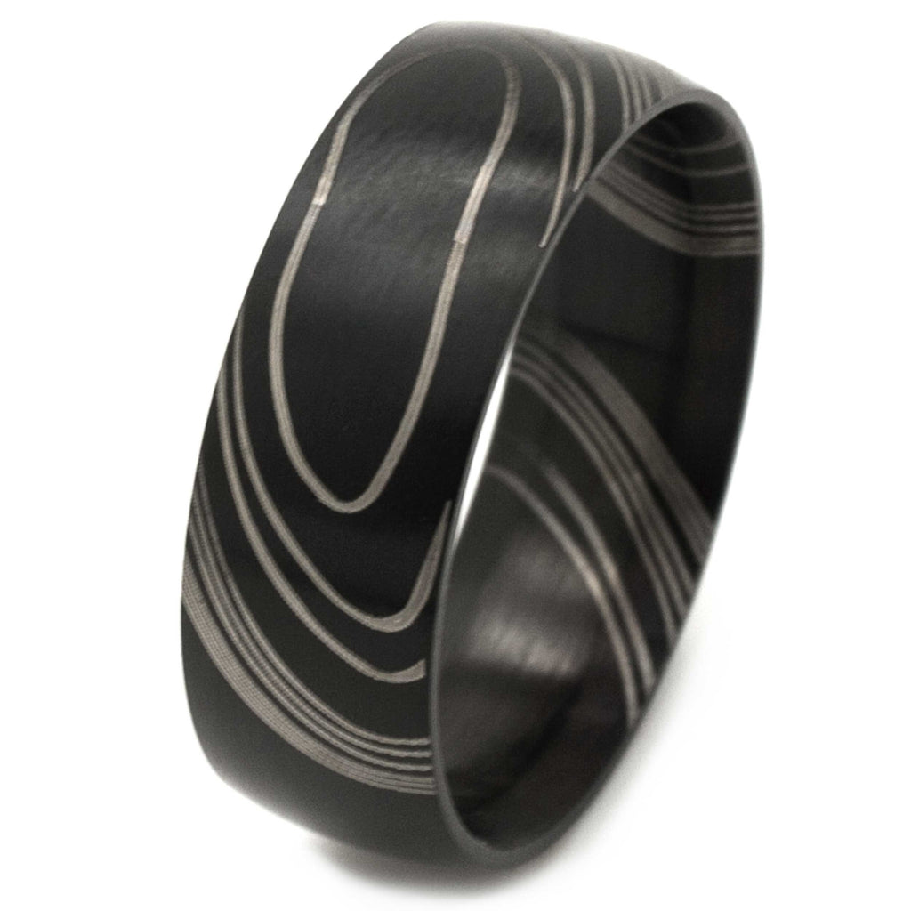 Black Damascus Stainless Steel Ring