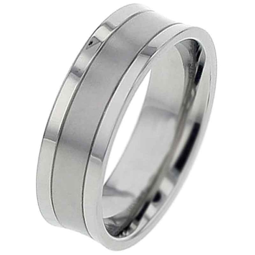 Concave Profile Two Tone Titanium Ring