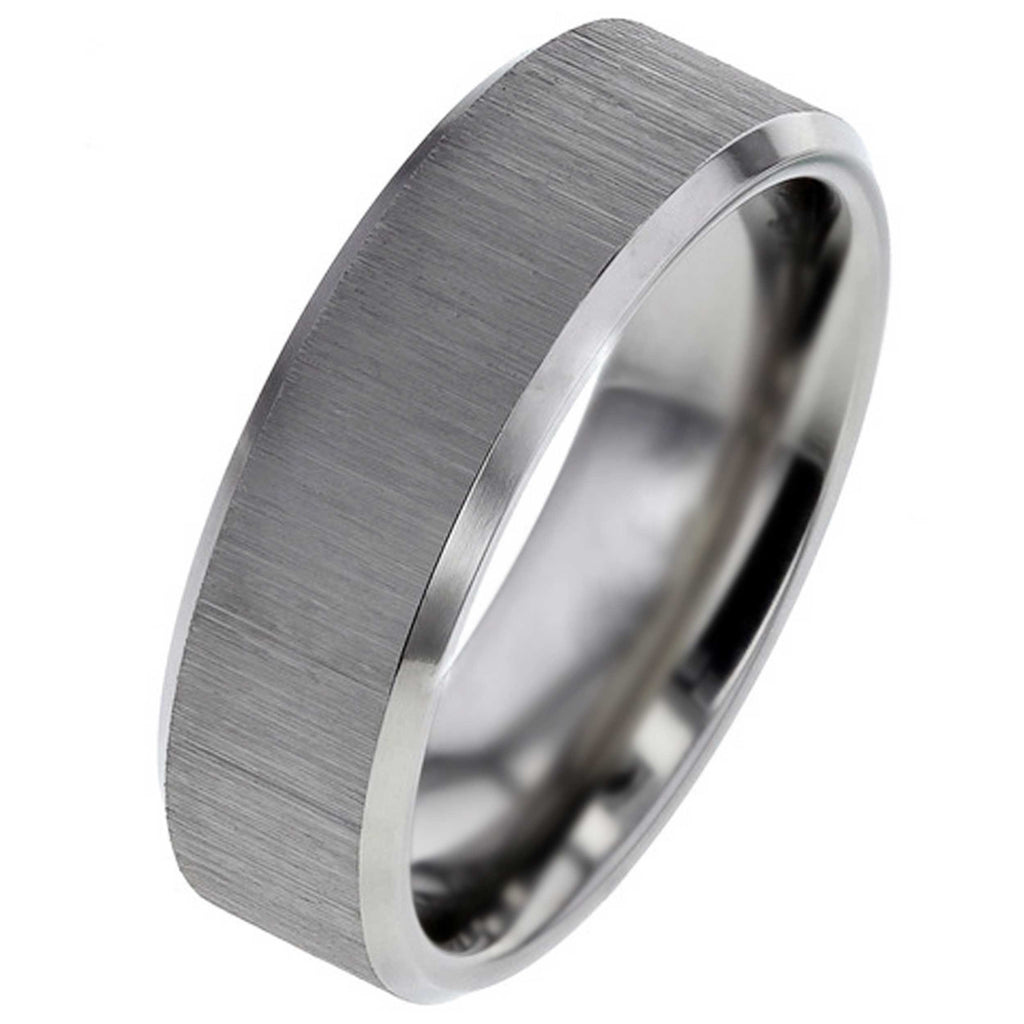 Cross Brushed Titanium Wedding Ring