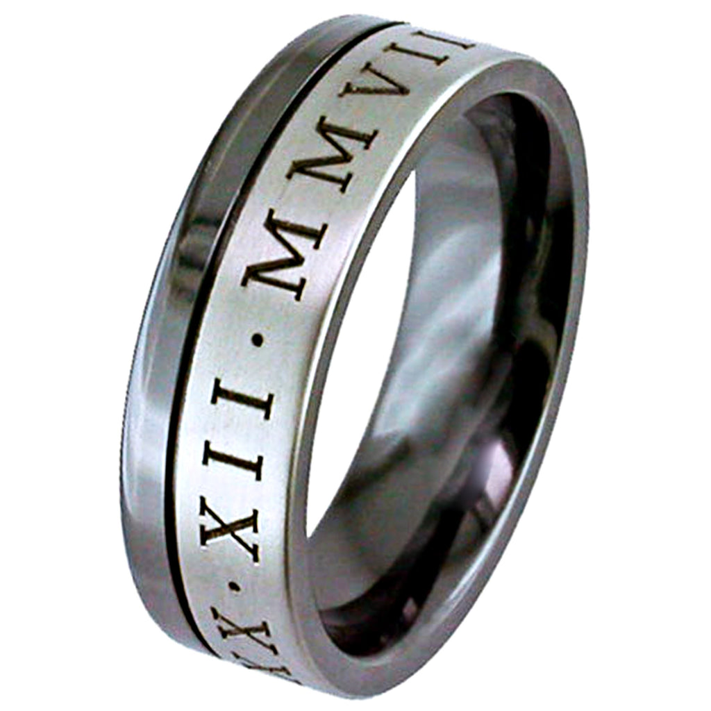 Customised Flat Profile Two Tone Zirconium Wedding Ring