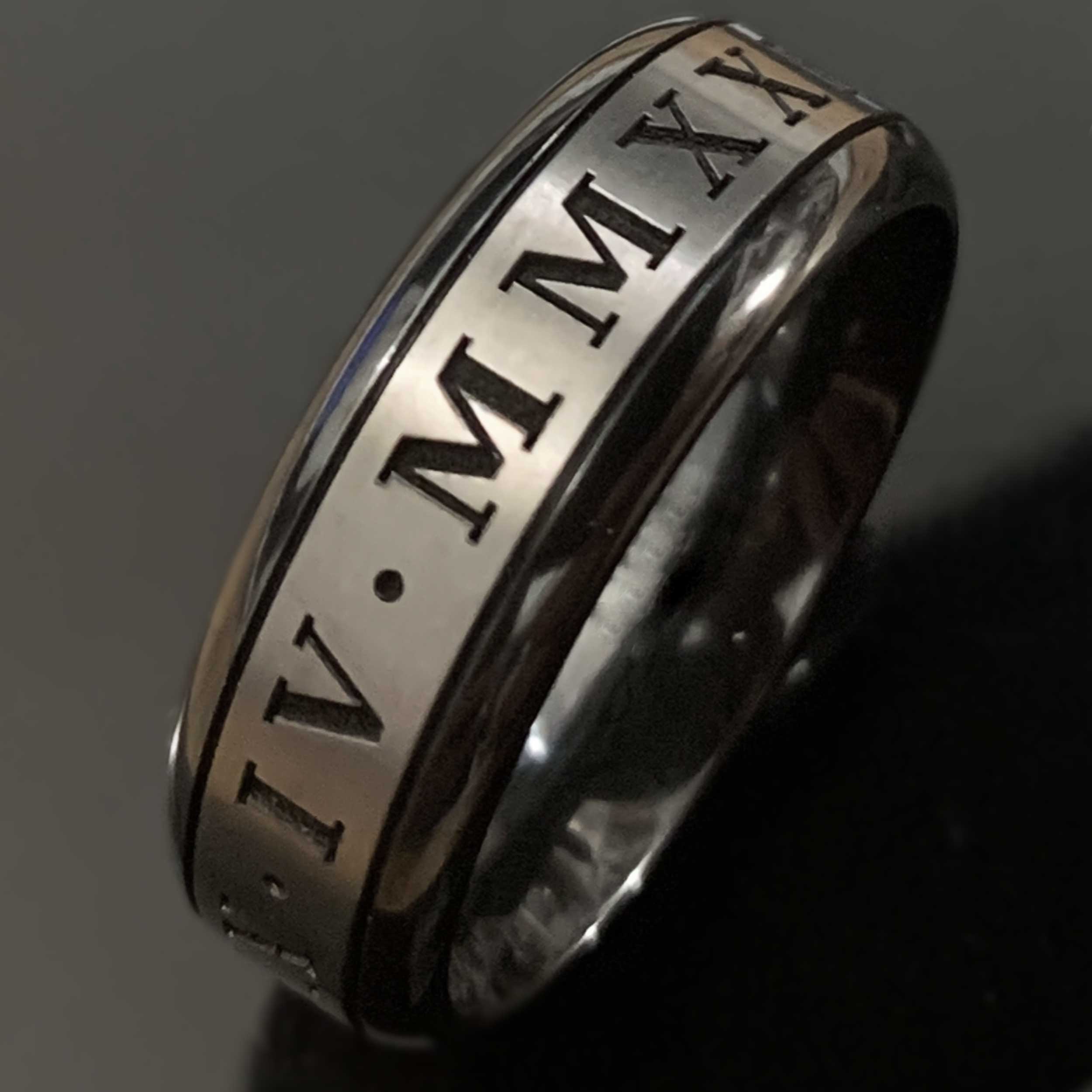 Amazon.com: Rose Gold Roman Numeral Ring Women, Wedding Date Engraved  Promise Band, Stainless Steel 3mm Width, Gift for Her : Handmade Products