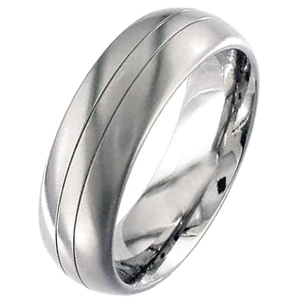 High Polished Dome Profile Grooved Titanium Ring