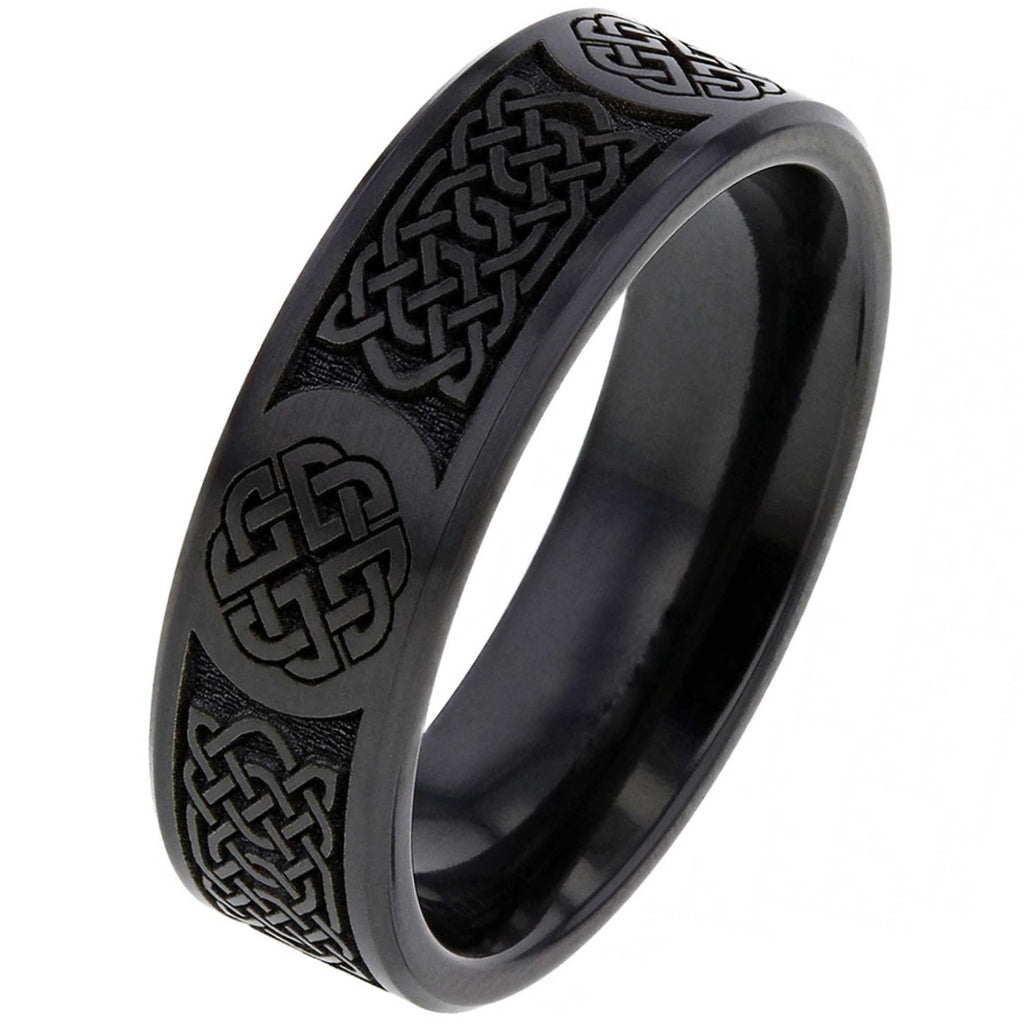 Black Celtic Zirconium Ring