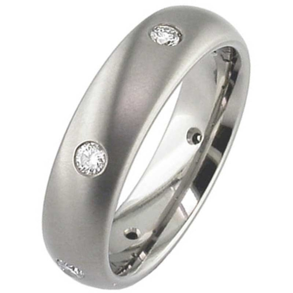 Dome Profile Diamond Set Titanium Wedding Ring