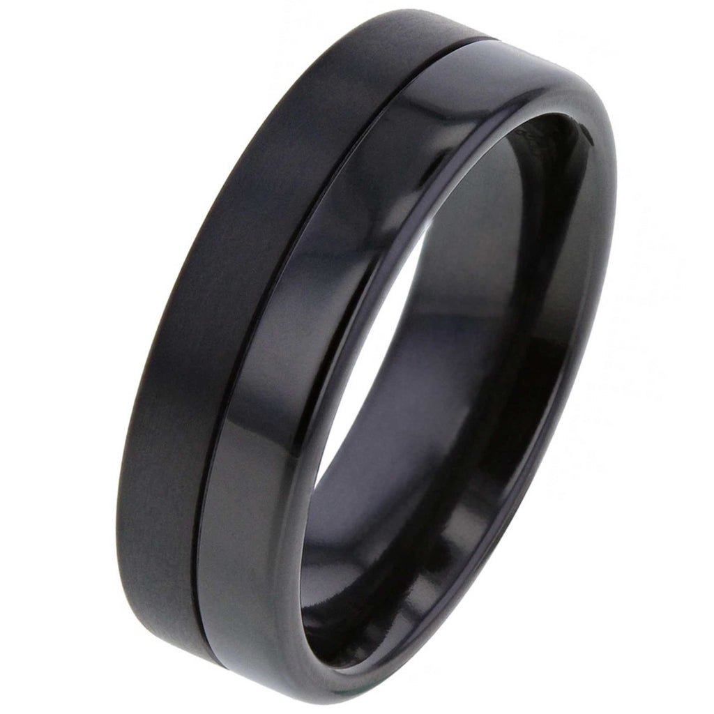 Dual Finished Black Zirconium Ring