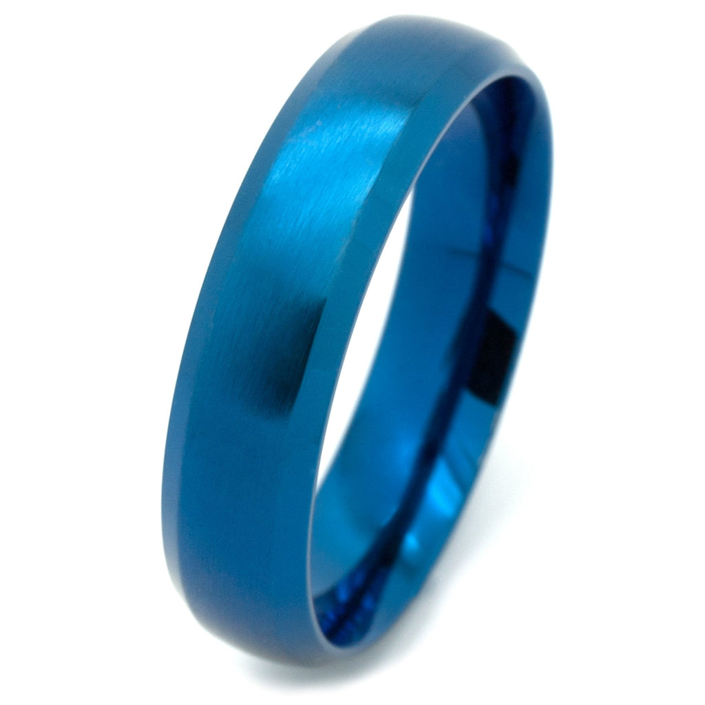 Two Tone Neon Blue Steel Ring