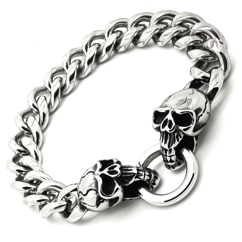 Bold Stainless Steel Skull Bracelet