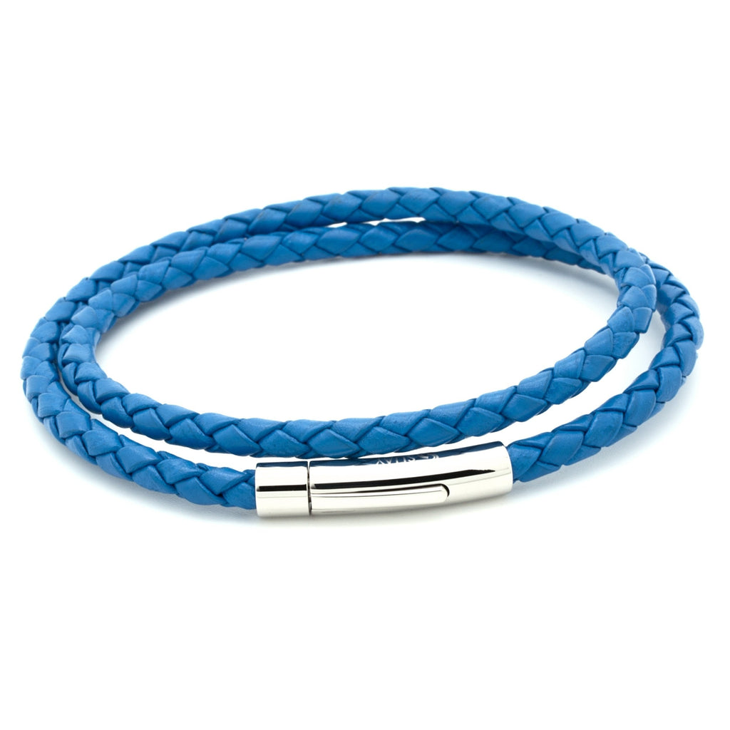 Sky Blue Bolo Leather Double Wrap Bracelet
