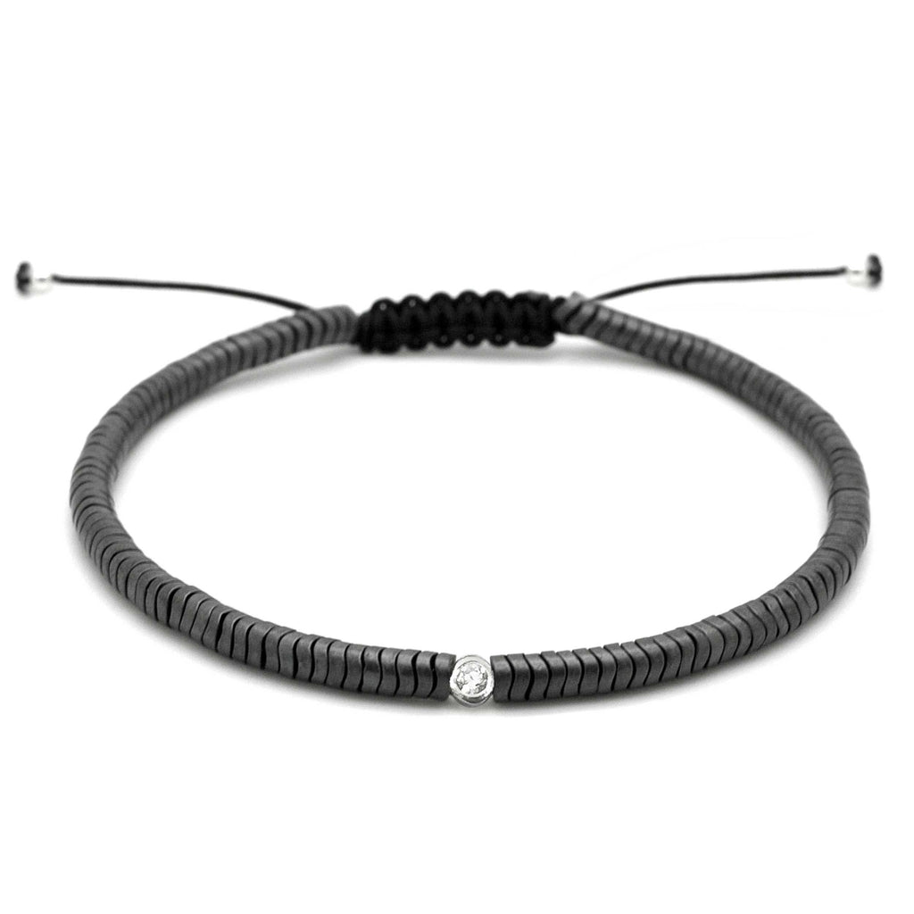 Hematite & Crystal Adjustable Bracelet