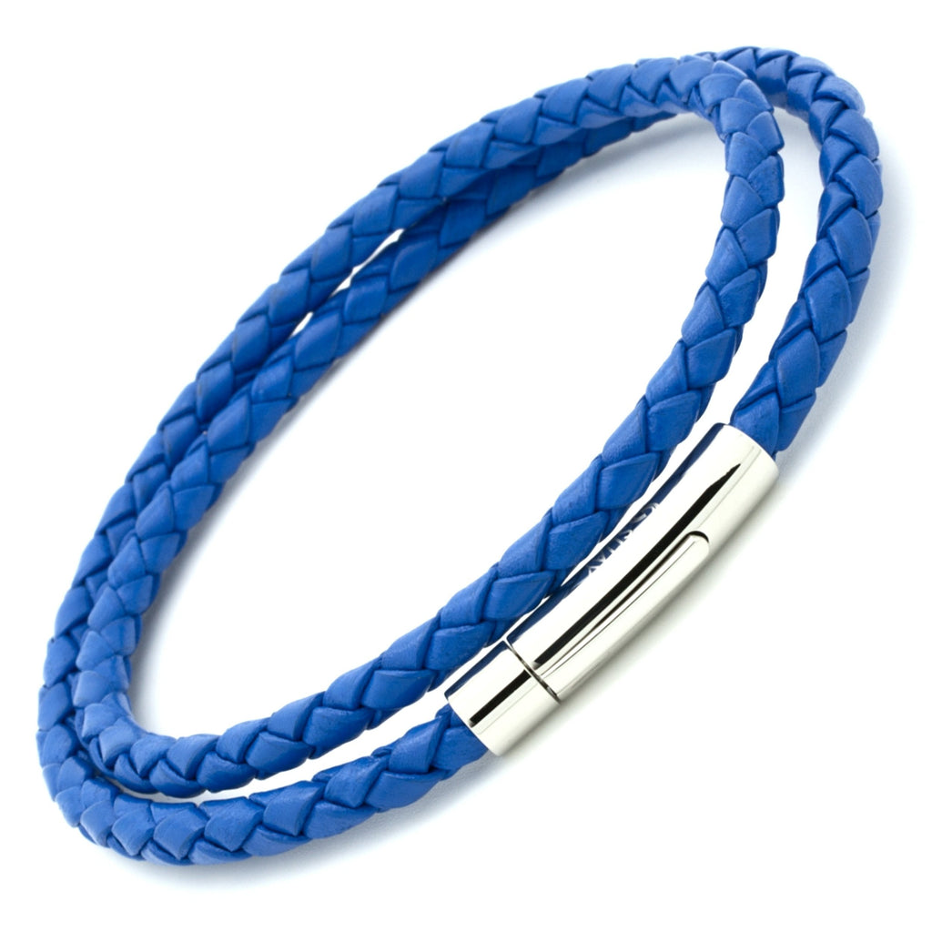 Royal Blue Bolo Leather Double Wrap Bracelet 