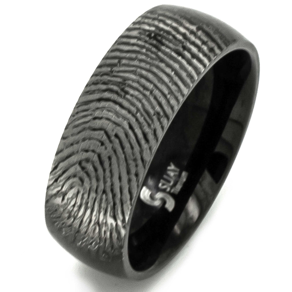 Customised Fingerprint Black Titanium Ring