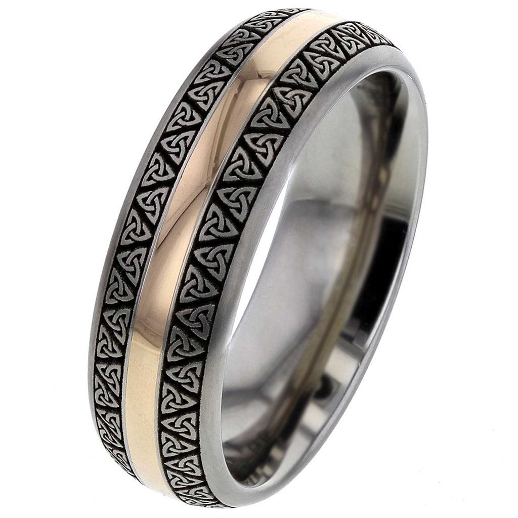 Celtic Titanium Ring Rose Gold Inlay