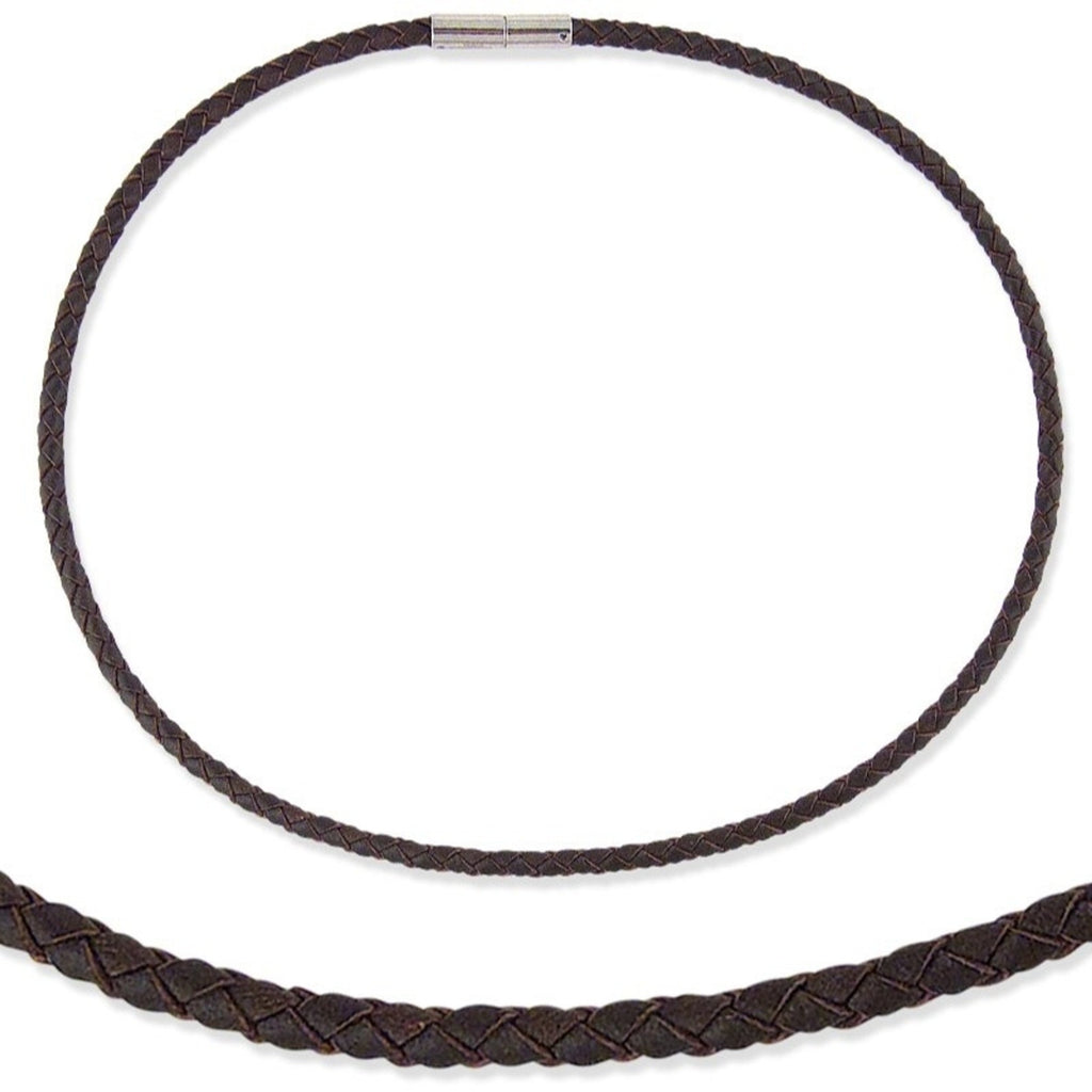 Woven Brown 4mm Leather Necklace