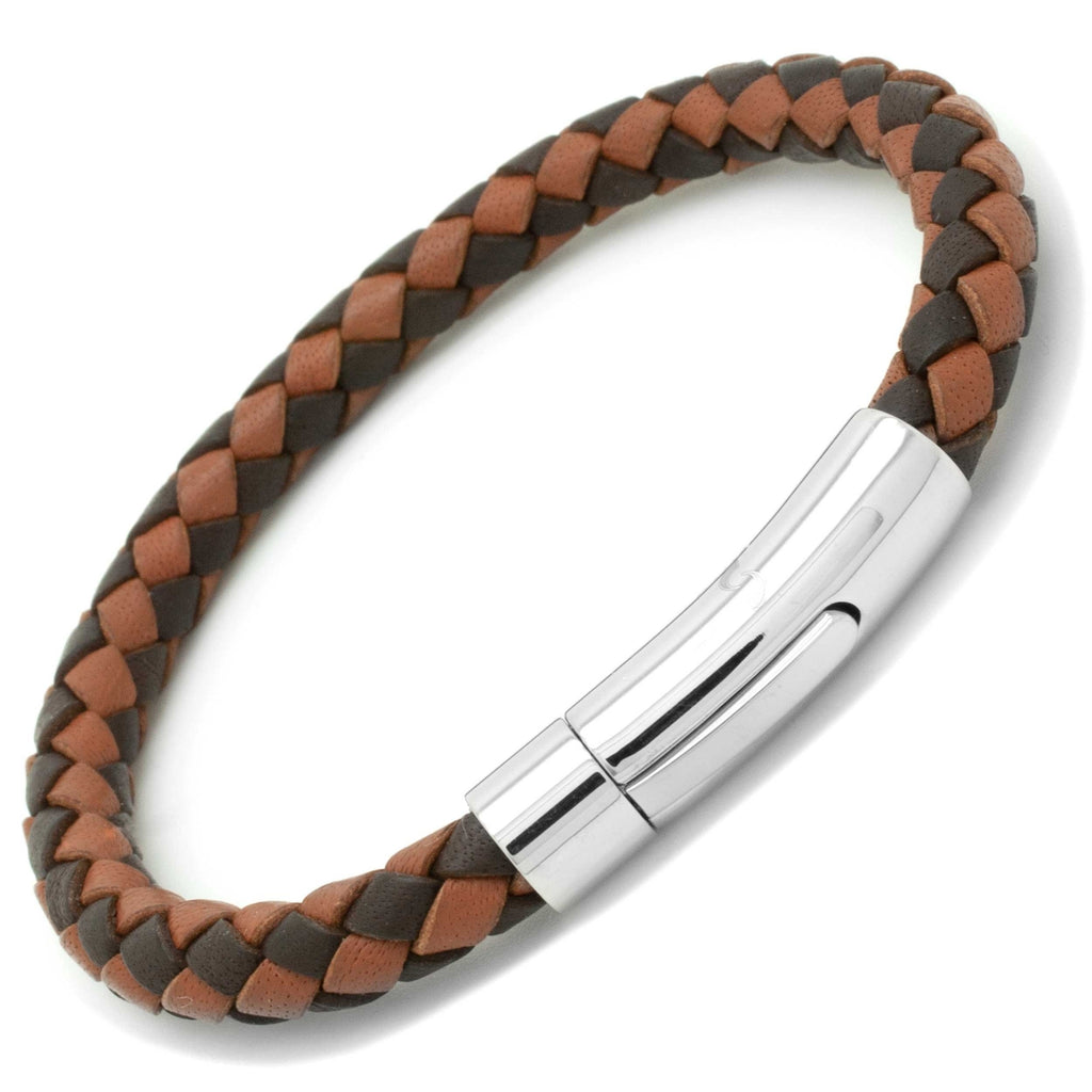 Two-tone Brown Woven Leather Bracelet