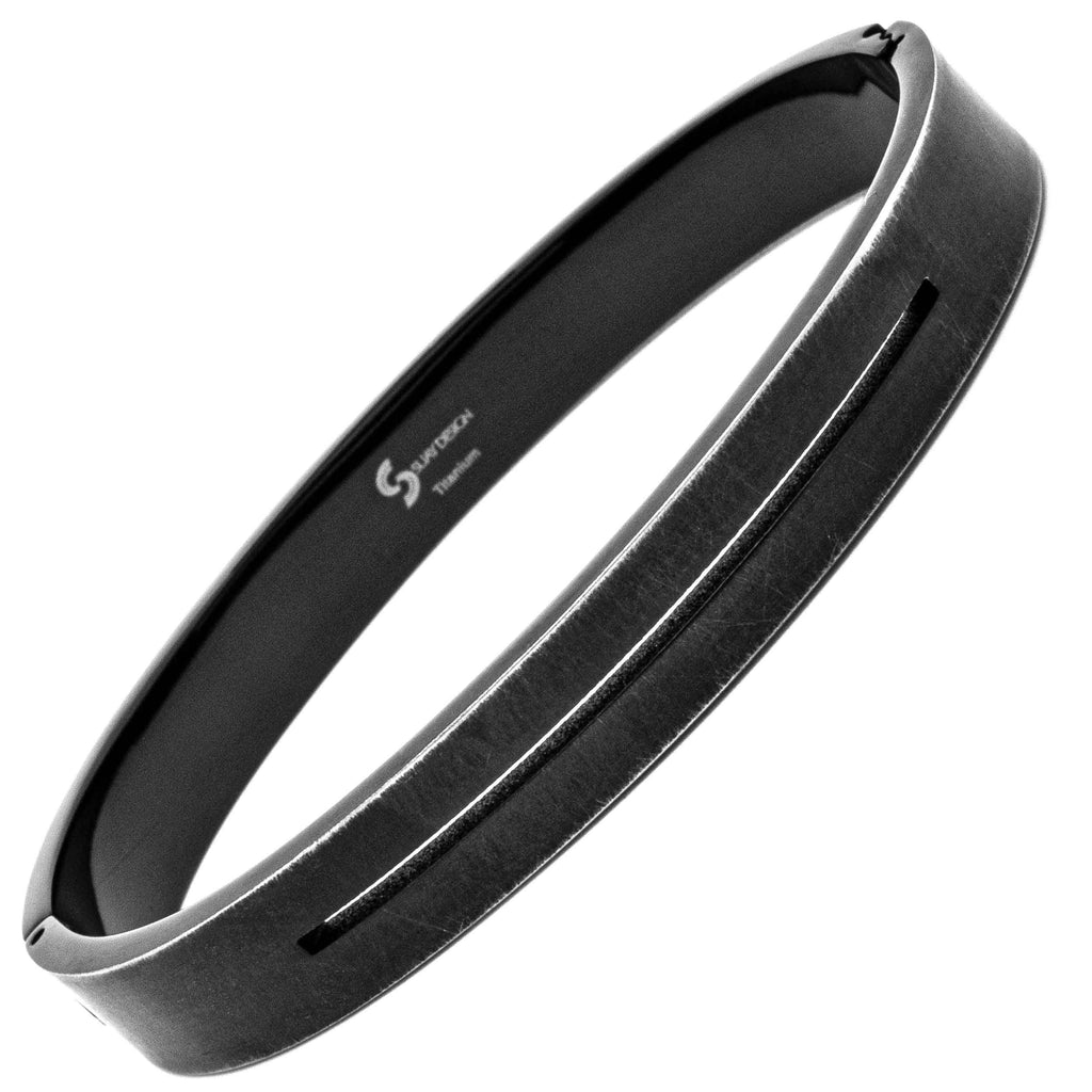 Distressed Black Titanium Bangle with Central Incision 