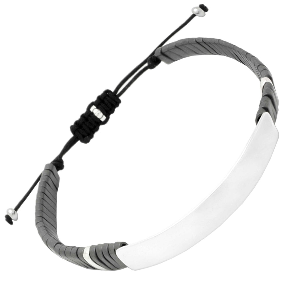 925 Silver & Hematite Adjustable Bracelet