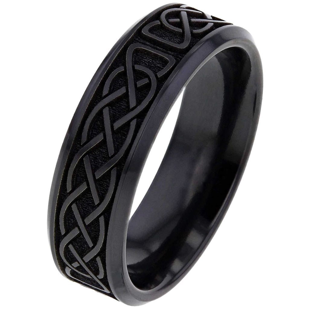 Black Zirconium Celtic Ring 