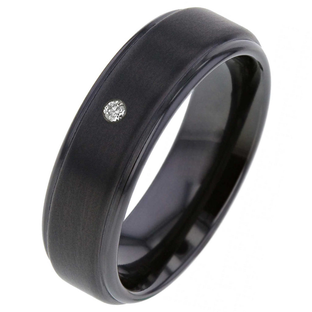 Black Zirconium Blue Diamond Ring