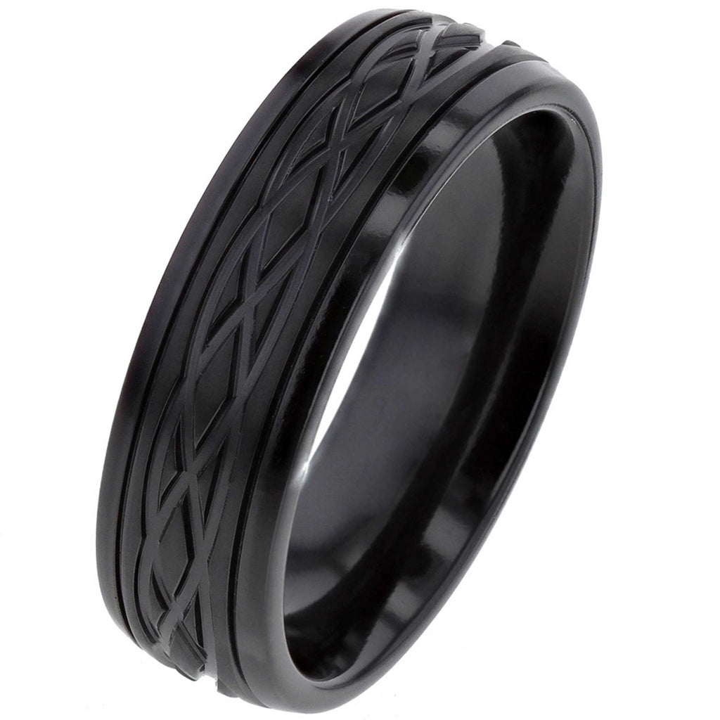 Black Celtic Zirconium Ring 
