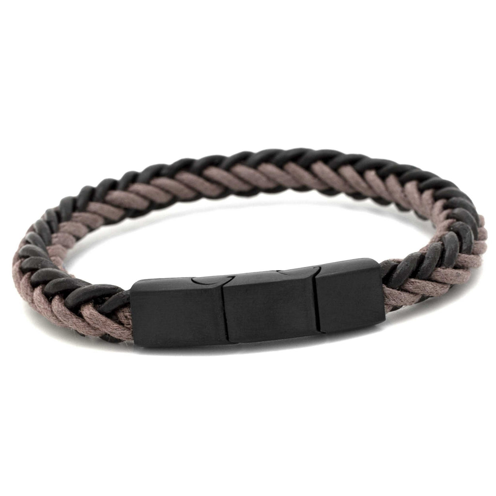 Brown Leather & Cotton Woven Bracelet