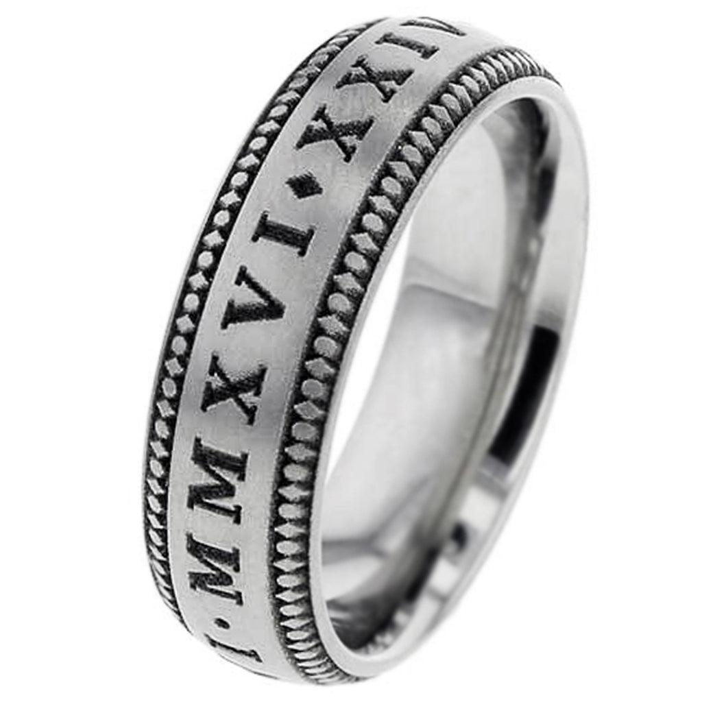Customisable Roman Numeral Titanium Ring