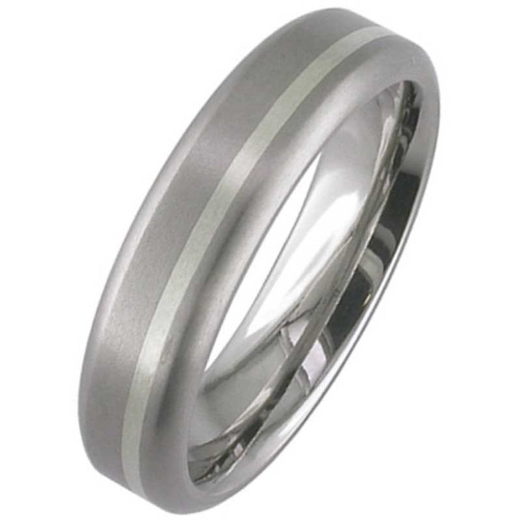 Flat Profile Titanium Inlaid Wedding Ring 
