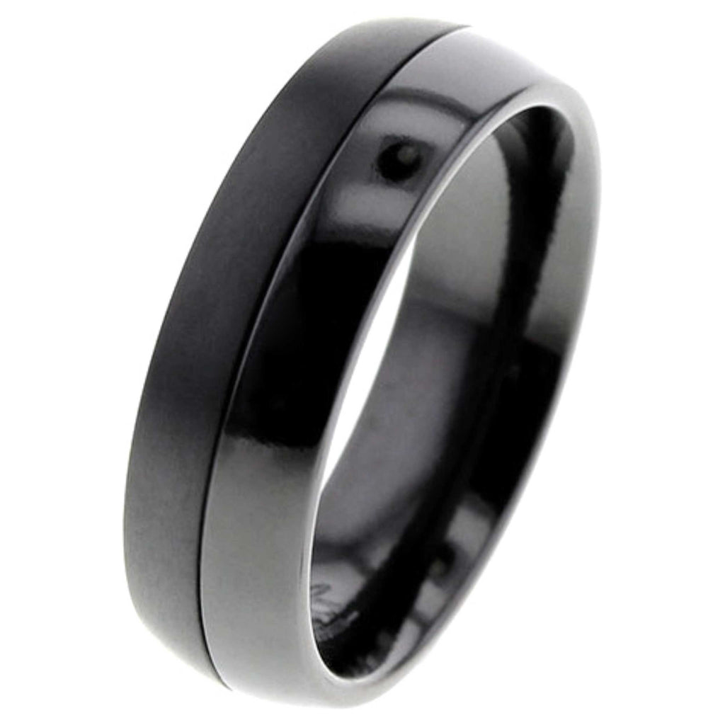 Two-tone Black Zirconium Ring