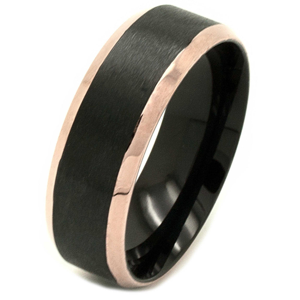Black & Rose Gold Stainless Steel Ring
