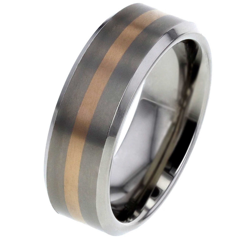 Rose Gold Inlaid Titanium Ring