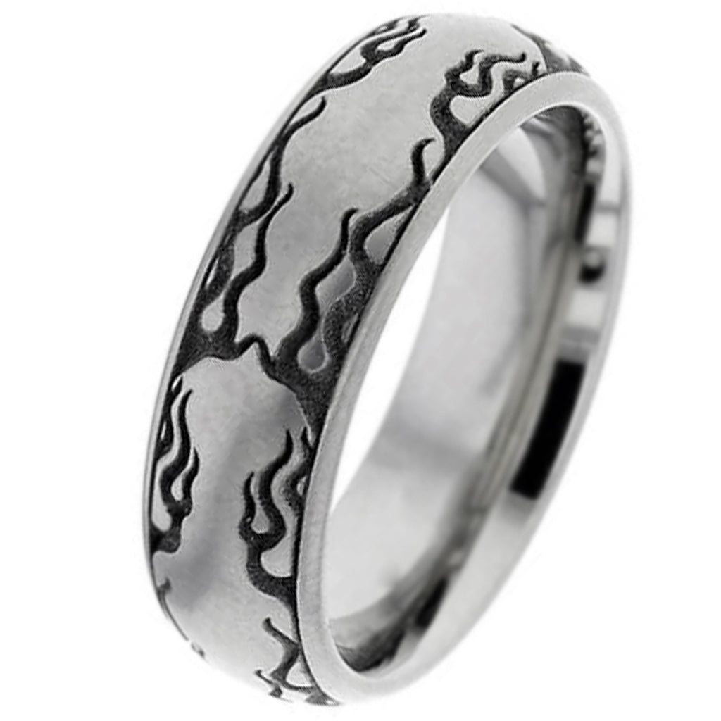 Burning Flames Titanium Ring